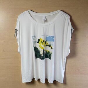 LIVI‎ Lane Bryant Soft White Bungee Sleeve Recycled Tee